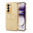 Vaku ® Oppo Reno12 5G Skylar Leather Pattern Gold Electroplated Soft TPU Back Cover