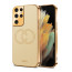 Vaku ® Samsung Galaxy S21 Ultra Skylar Leather Pattern Gold Electroplated Soft TPU Back Cover