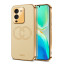 Vaku ® Vivo V25 Pro Skylar Leather Pattern Gold Electroplated Soft TPU Back Cover