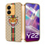 Vaku ® Vivo Y22 Lynx Designer Leather Pattern Gold Electroplated Soft TPU Back Cover Case