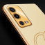 Vaku ® Oppo A55 Skylar Leather Pattern Gold Electroplated Soft TPU Back Cover