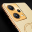 Vaku ® Xiaomi Redmi Note 12 Pro Skylar Leather Pattern Gold Electroplated Soft TPU Back Cover