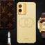 Vaku ® Vivo T1x Skylar Leather Pattern Gold Electroplated Soft TPU Back Cover