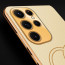 Vaku ® Samsung Galaxy S23 Ultra Skylar Leather Pattern Gold Electroplated Soft TPU Back Cover