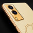 Vaku ® Vivo V21e 5G Skylar Leather Finish Gold Electroplated Soft TPU Back Cover