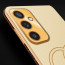 Vaku ® Samsung Galaxy M52 5G Skylar Leather Pattern Gold Electroplated Soft TPU Back Cover