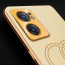 Vaku ® Oppo Reno7 5G Skylar Leather Pattern Gold Electroplated Soft TPU Back Cover