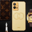 Vaku ® Vivo T1 5G Skylar Leather Pattern Gold Electroplated Soft TPU Back Cover