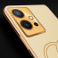 Vaku ® Vivo Y75 5G Skylar Leather Pattern Gold Electroplated Soft TPU Back Cover