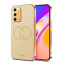 Vaku ® Oppo F19s Skylar Leather Pattern Gold Electroplated Soft TPU Back Cover