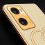 Vaku ® Oppo A76 4G Skylar Leather Pattern Gold Electroplated Soft TPU Back Cover