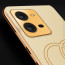 Vaku ® Vivo V25 5G Skylar Leather Pattern Gold Electroplated Soft TPU Back Cover