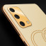 Vaku ® Oppo F19s Skylar Leather Pattern Gold Electroplated Soft TPU Back Cover