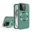 Vaku ® Apple iPhone 15 Rime Frosted Magnetic Magpro Translucent Camera Protector Case with Built-in Stash Stand Back Cover