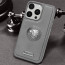 Vaku ® Apple iPhone 16 Pro Regal Shield Metal Lion Engraved Leather Protective Back Cover