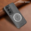 Vaku ® Samsung Galaxy S23 FE Astrid Luxury PU Leather Electroplated Magnetic Magsafe Shockproof Bumper Protective Back Cover