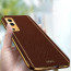 Vaku ® Vivo iQoo Z3 5G Luxemberg Series Leather Stitched Gold Electroplated Soft TPU Back Cover