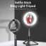 Vaku ® Portable 16cm LED Ring Light Bluetooth Selfie Stick Tripod-with Inbuilt Remote