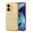 Vaku ® Vivo T1 4G Skylar Leather Pattern Gold Electroplated Soft TPU Back Cover
