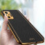 Vaku ® Redmi Note 10 Pro Luxemberg Series Leather Stitched Gold Electroplated Soft TPU Back Cover
