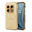Vaku ® OnePlus Skylar Series Leather Stitched Gold Electroplated Soft TPU Back Cover