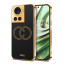 Vaku ® OnePlus 10R Skylar Series Leather Stitched Gold Electroplated Soft TPU Back Cover