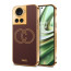Vaku ® OnePlus Skylar Series Leather Stitched Gold Electroplated Soft TPU Back Cover