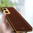 Vaku ® Oppo A96 Luxemberg Series Leather Stitched Gold Electroplated Soft TPU Back Cover