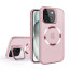 Vaku ® Apple iPhone 15 Rime Frosted Magnetic Magpro Translucent Camera Protector Case with Built-in Stash Stand Back Cover