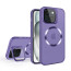 Vaku ® Apple iPhone 15 Rime Frosted Magnetic Magpro Translucent Camera Protector Case with Built-in Stash Stand Back Cover