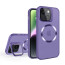 Vaku ® Apple iPhone 14 Rime Frosted Magnetic Magpro Translucent Camera Protector Case with Built-in Stash Stand Back Cover