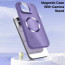 Vaku ® Apple iPhone 15 Pro Rime Frosted Magnetic Magpro Translucent Camera Protector Case with Built-in Stash Stand Back Cover