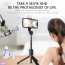 Vaku ® Aluminum Extendable Selfie Stick Tripod with Bluetooth Remote + Fill Light Compatible with iPhone 12/12Pro/ Max/11 Pro/11 -Black