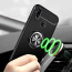 Vaku ® Xiaomi Redmi Note 7 / Note 7 Pro Ring Holder Auto Focus Leather Stitched Soft Silicone 4 Frames plus ultra-thin case transparent cover