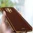 Vaku ® Redmi Note 9 Pro Max Luxemberg Series Leather Stitched Gold Electroplated Soft TPU Back Cover