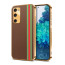 Vaku ® Samsung Galaxy S20 FE Felix Line Leather Stitched Gold Electroplated Soft TPU Back Cover