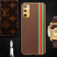 Vaku ® Samsung Galaxy S20 FE Felix Line Leather Stitched Gold Electroplated Soft TPU Back Cover