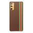 Vaku ® Samsung Galaxy S20 FE Felix Line Leather Stitched Gold Electroplated Soft TPU Back Cover