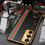 Vaku ® Samsung Galaxy S23 FE Felix Line Leather Stitched Gold Electroplated Soft TPU Back Cover Case