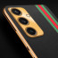 Vaku ® Samsung Galaxy S23 FE Felix Line Leather Stitched Gold Electroplated Soft TPU Back Cover Case