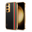 Vaku ® Samsung Galaxy S23 FE Felix Line Leather Stitched Gold Electroplated Soft TPU Back Cover Case