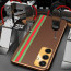 Vaku ® Samsung Galaxy S23 FE Felix Line Leather Stitched Gold Electroplated Soft TPU Back Cover Case