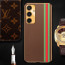 Vaku ® Samsung Galaxy S23 FE Felix Line Leather Stitched Gold Electroplated Soft TPU Back Cover Case