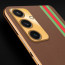 Vaku ® Samsung Galaxy S23 FE Felix Line Leather Stitched Gold Electroplated Soft TPU Back Cover Case