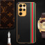 Vaku ® Samsung Galaxy S23 Ultra Felix Line Leather Stitched Gold Electroplated Soft TPU Back Cover Case