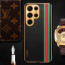 Vaku ® Samsung Galaxy S24 Ultra Felix Line Leather Pattern Gold Electroplated Soft TPU Back Cover