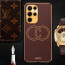 Vaku ® Samsung Galaxy S22 Ultra Skylar Leather Pattern Gold Electroplated Soft TPU Back Cover