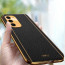Vaku ® Samsung Galaxy S23 Plus Luxemberg Series Leather Stitched Gold Electroplated Soft TPU Back Cover