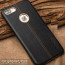 Vaku ® Apple iPhone 7 Plus Lexza Series Double Stitch Leather Shell with Metallic Logo Display Back Cover