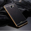VAKU ® Samsung Galaxy A8 (2016) Leather Stiched Gold Electroplated Soft TPU Back Cover